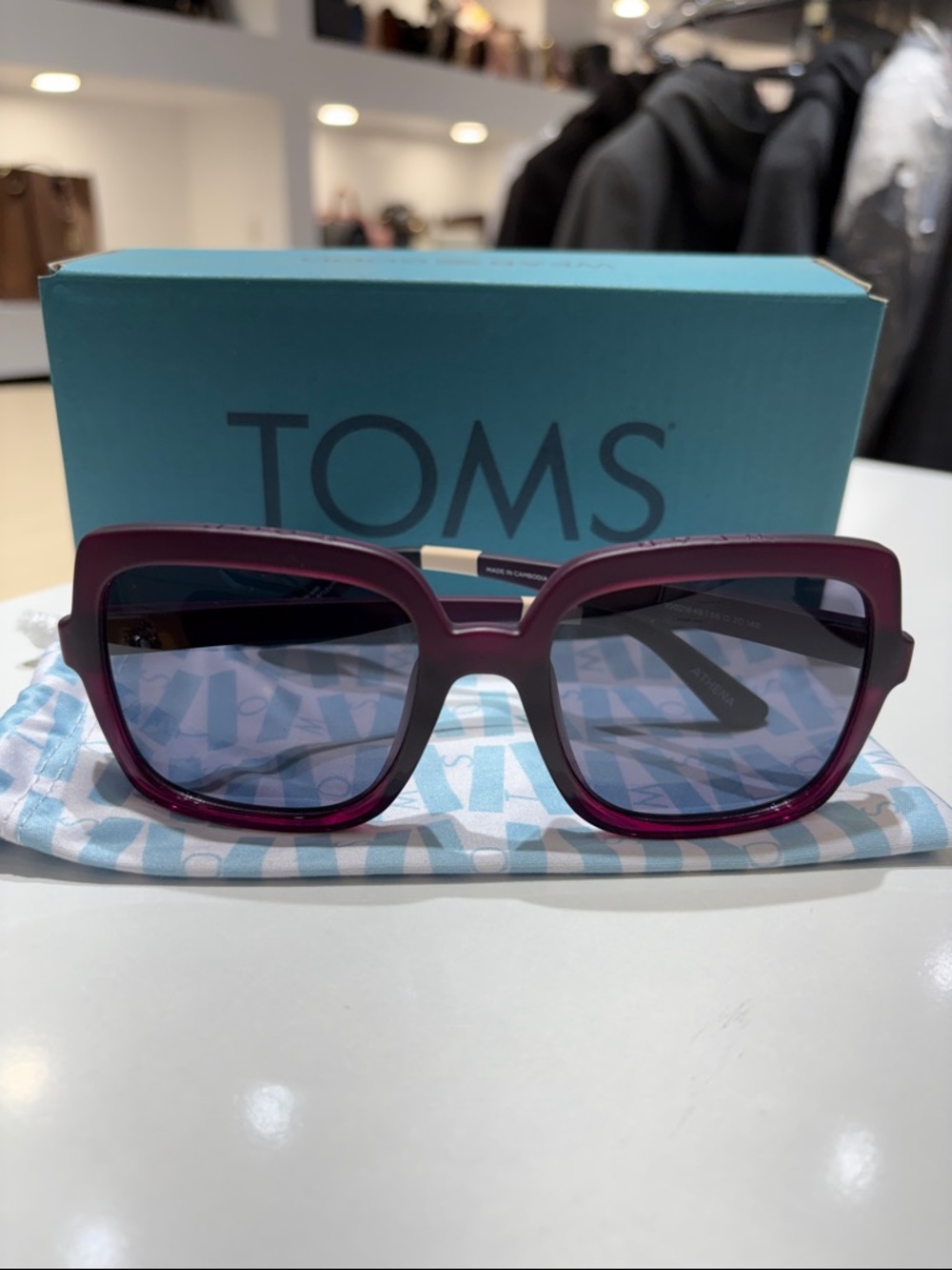 TOMS Women's Square Sunglasses - Plum Frame with Gradient Lenses
